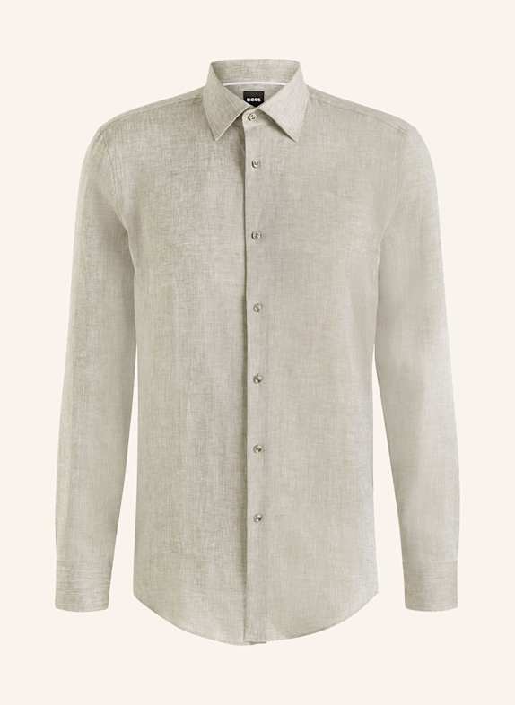 BOSS Leinenhemd HANK Slim Fit HELLGRÜN