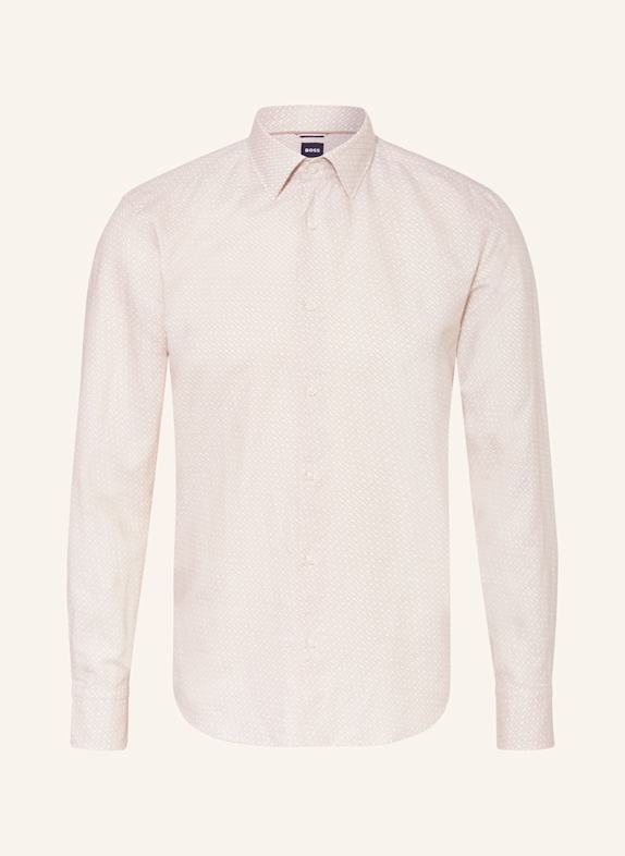 BOSS Hemd HAL Casual Fit mit Leinen GELB/ BEIGE/ WEISS