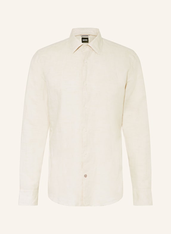 BOSS Hemd HAL Casual Fit mit Leinen CREME