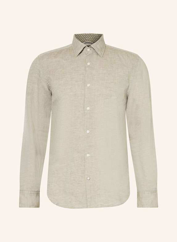 BOSS Hemd HAL Casual Fit mit Leinen HELLGRÜN