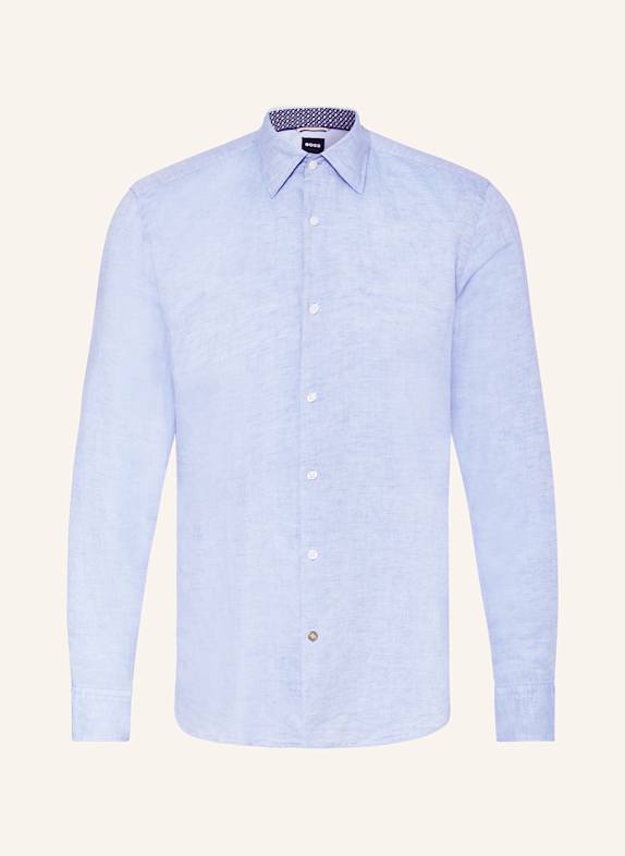 BOSS Hemd HAL Casual Fit mit Leinen HELLBLAU