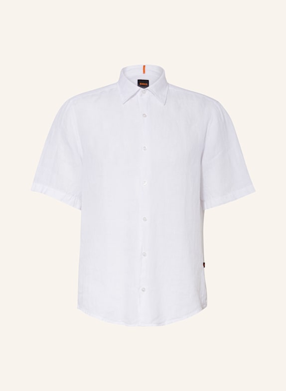 BOSS Kurzarm-Hemd RASH Regular Fit aus Leinen WEISS