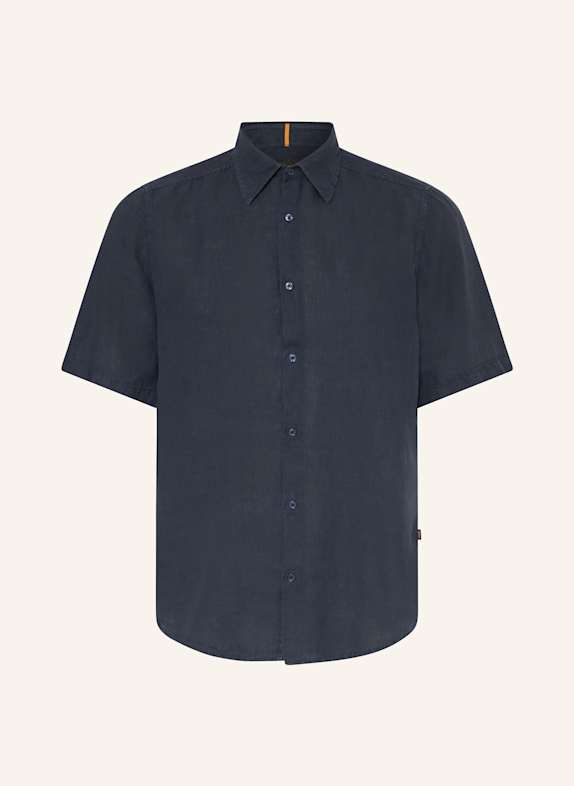 BOSS Kurzarm-Hemd RASH Regular Fit aus Leinen DUNKELBLAU