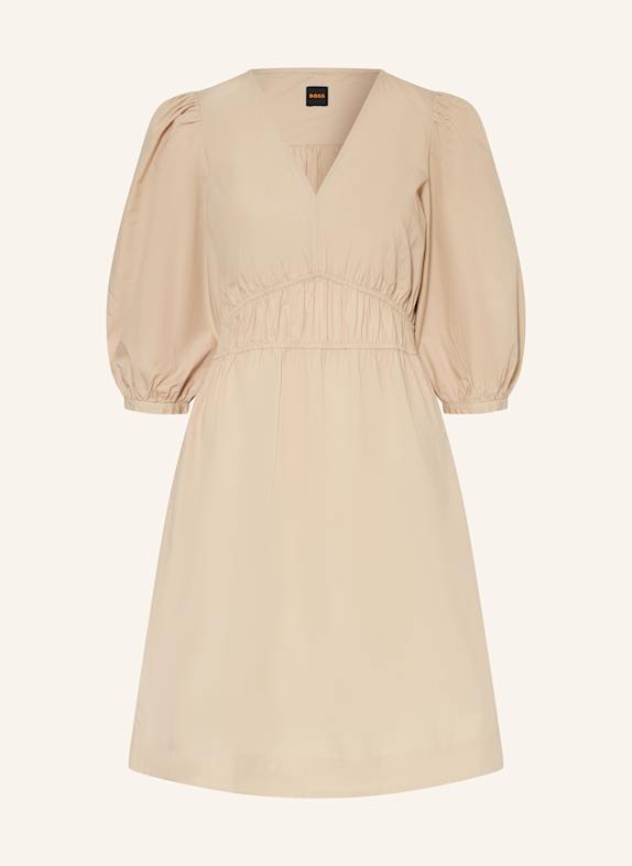 BOSS DEZZAN dress with 3/4 sleeves LIGHT BROWN