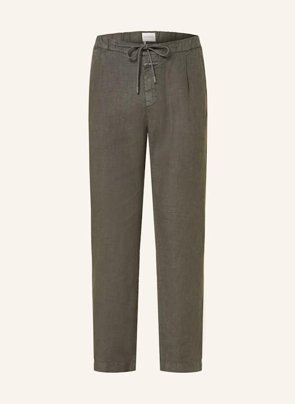 CLOSED Linen trousers VIGO TAPERED in jogger style Regular fit DARK GREEN