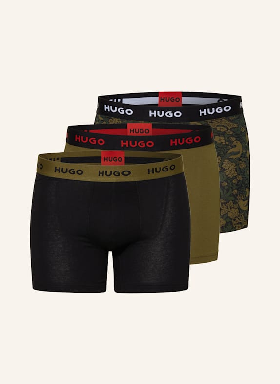 HUGO 3er-Pack Boxershorts SCHWARZ/ KHAKI/ DUNKELGRÜN
