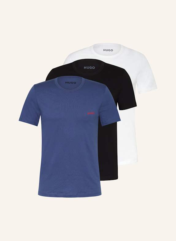 HUGO T-shirt, 3 szt. BIAŁY/ CZARNY/ NIEBIESKI