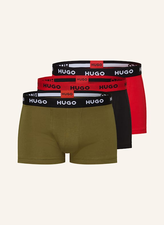 HUGO 3er-Pack Boxershorts KHAKI/ SCHWARZ/ ROT