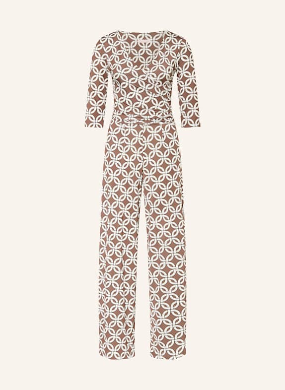 marivie Jersey jumpsuit JUMP IN! with 3/4 sleeves BROWN/ BLACK/ WHITE