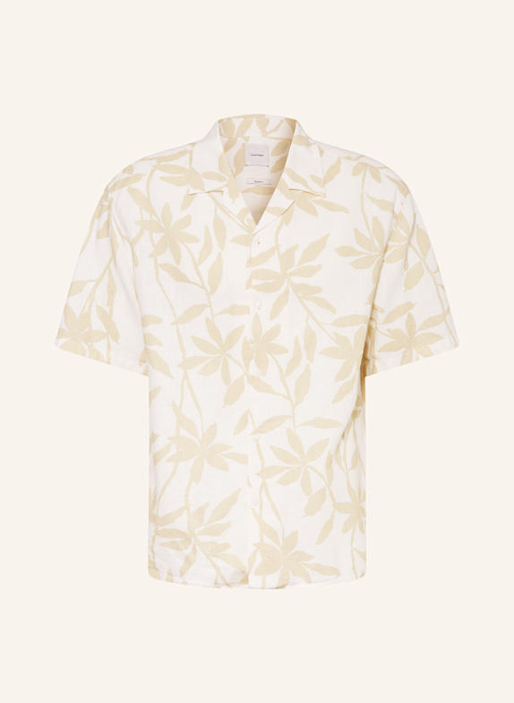 Calvin Klein Resort shirt relaxed fit with linen LIGHT YELLOW/ DARK YELLOW