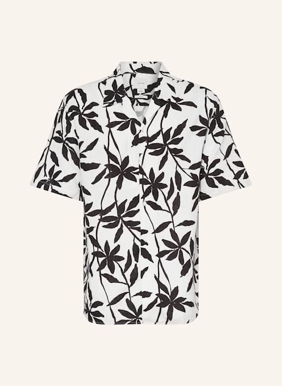 Calvin Klein Resort shirt relaxed fit with linen WHITE/ BLACK