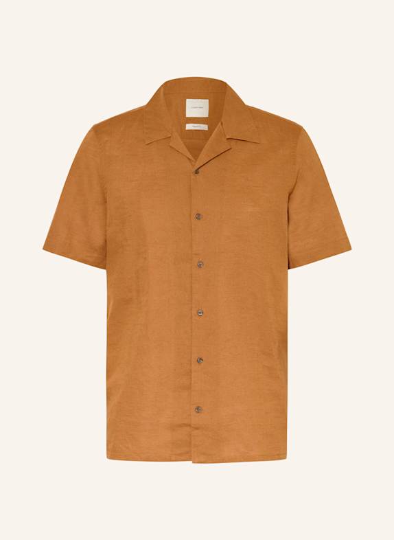 Calvin Klein Resort shirt regular fit with linen COGNAC
