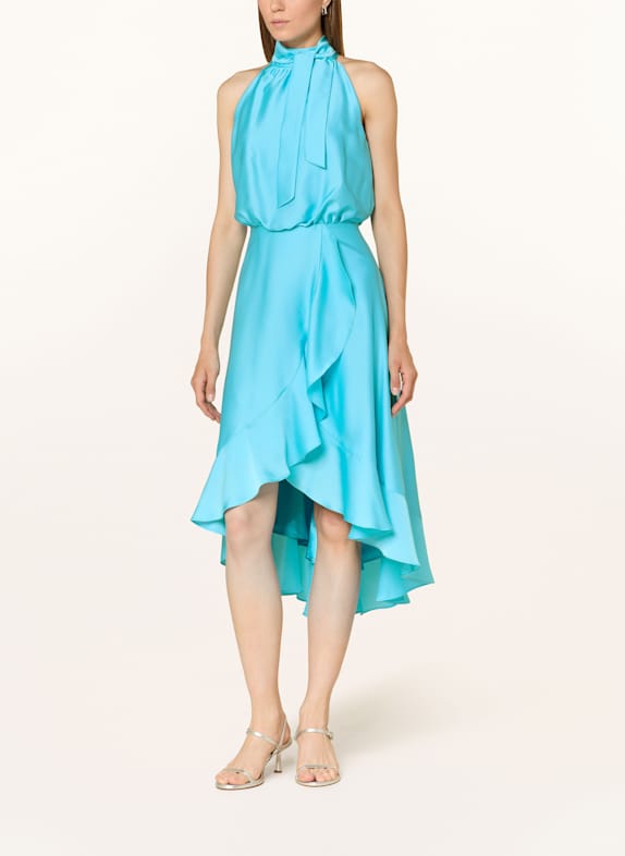 SWING Cocktailkleid aus Satin mit Volants NEONBLAU