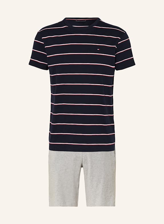 TOMMY HILFIGER Shorty-Schlafanzug DUNKELBLAU/ GRAU