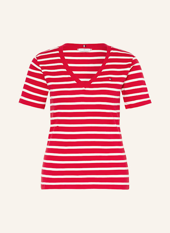 TOMMY HILFIGER T-shirt CZERWONY/ ECRU
