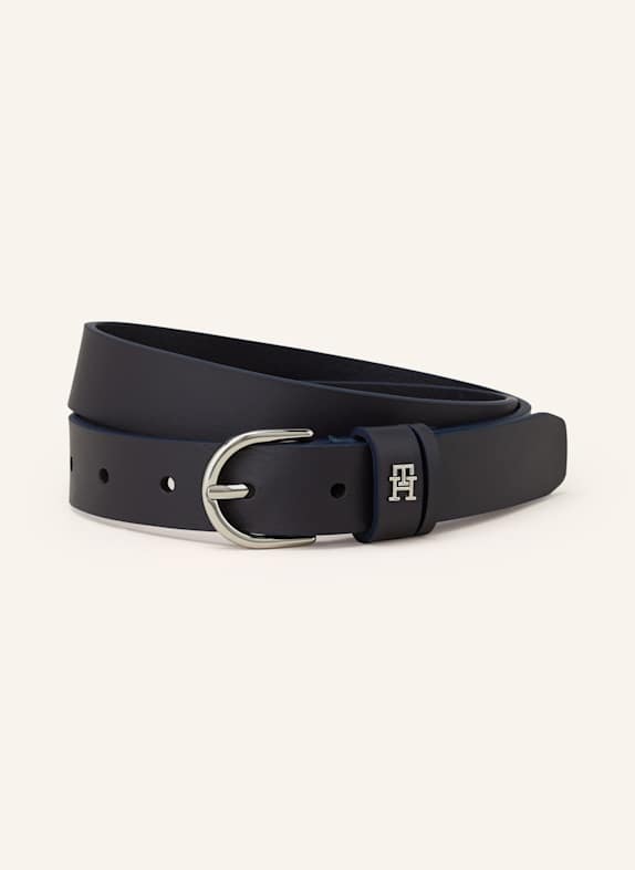 TOMMY HILFIGER Pasek skórzany GRANATOWY