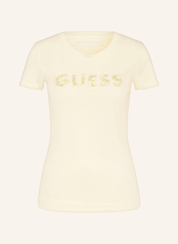 GUESS T-Shirt mit Schmucksteinen HELLGELB