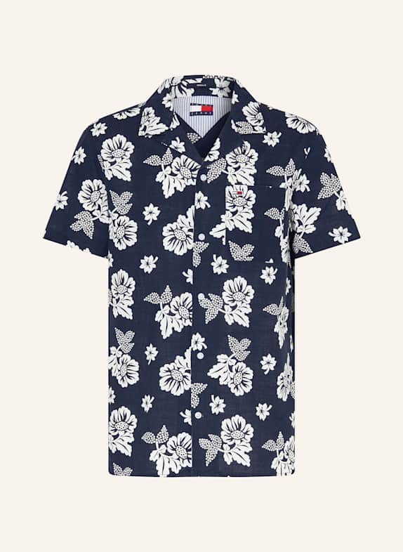 TOMMY JEANS Resorthemd Comfort Fit DUNKELBLAU / WEISS