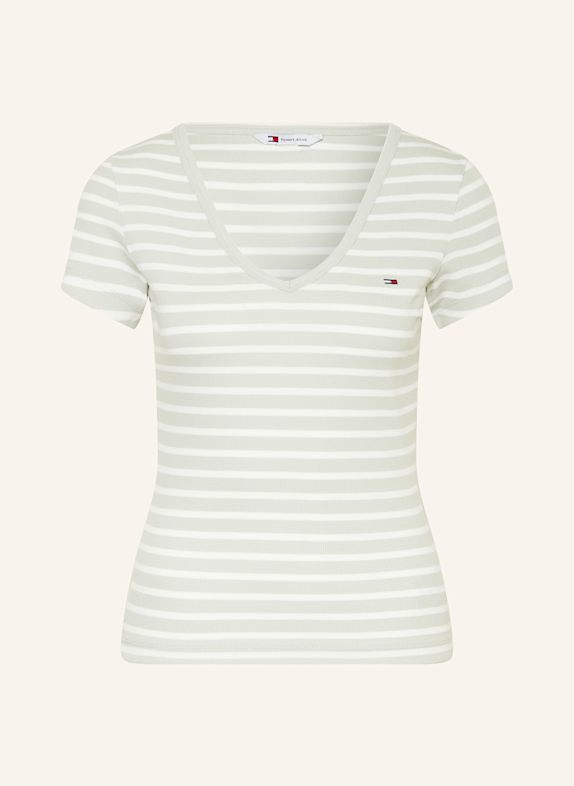 TOMMY JEANS T-Shirt HELLGRÜN/ WEISS