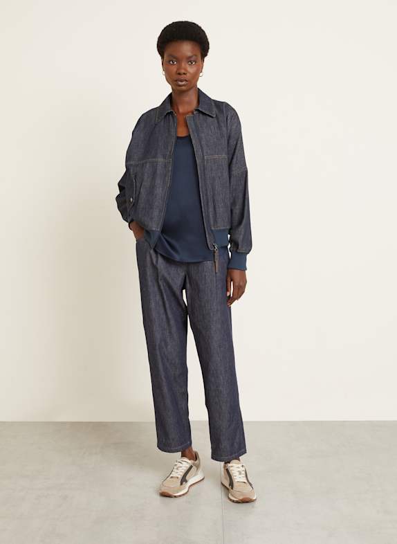BRUNELLO CUCINELLI Zijden top DONKERBLAUW