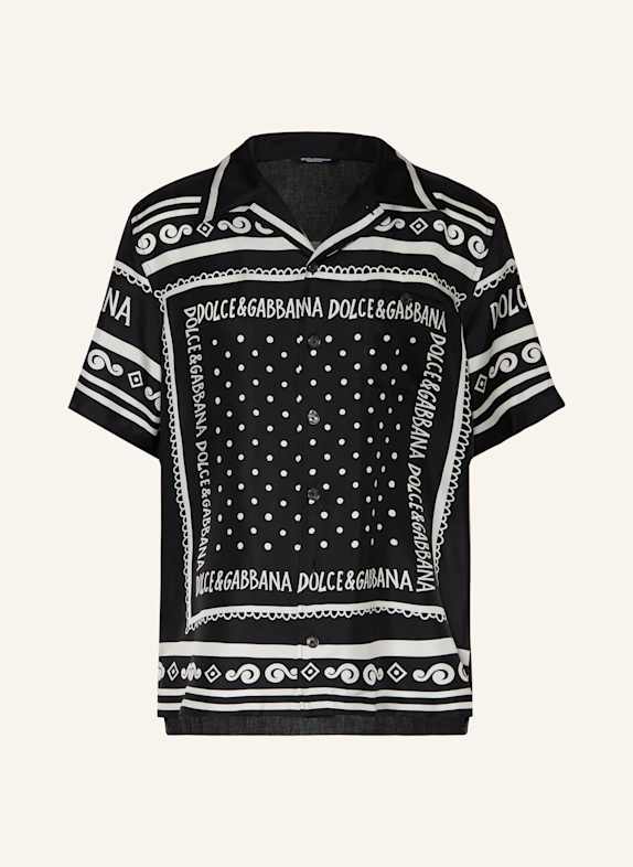 DOLCE & GABBANA Regular fit resort shirt in mixed materials with silk BLACK/ WHITE