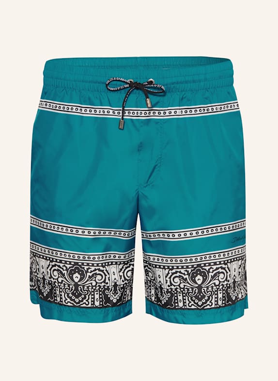 DOLCE & GABBANA Swim Shorts NEON BLUE/ BLACK/ WHITE