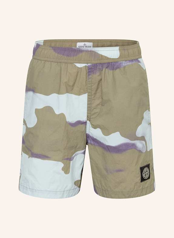 STONE ISLAND JUNIOR Kąpielówki bokserki KHAKI/ JASNONIEBIESKI/ SZARY