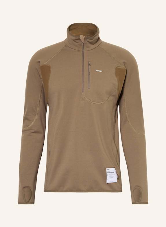 SATISFY Laufshirt GHOSTFLEECE™ HALF ZIP BRAUN