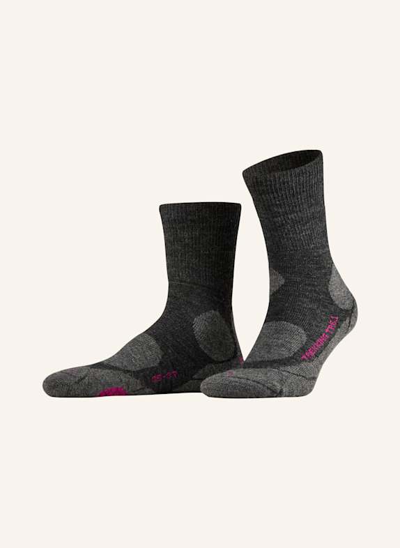 P.A.C. Trekking-Socken TR 6.1 MEDIUM mit Merinowolle DUNKELGRAU/ FUCHSIA