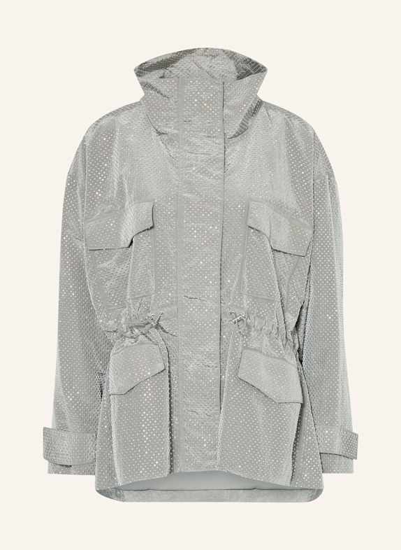 PINKO Fieldjacket PESCATORE mit Schmucksteinen GRAU/ SILBER