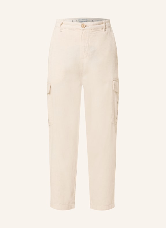 COLOURS & SONS Cargohose Regular Fit mit Leinen und verkürzter Beinlänge BEIGE