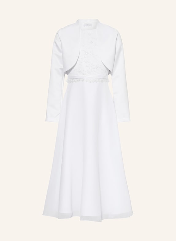 DANAMADE Set: Cocktailkleid mit Pailletten und Bolero WEISS