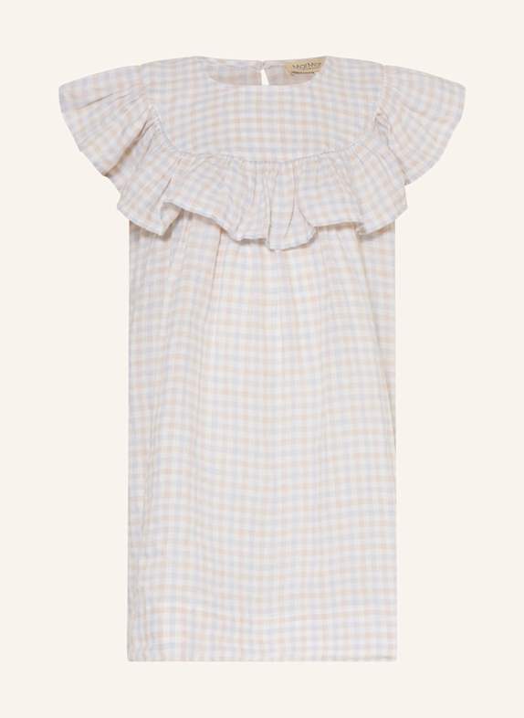 MarMar Leinenkleid DRINE mit Rüschen CREME/ HELLBLAU/ BEIGE