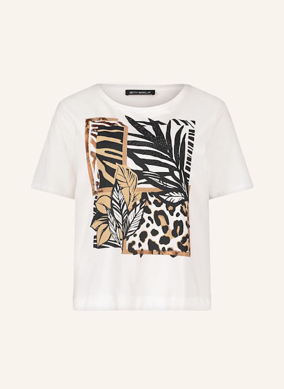 Betty Barclay T-shirt z obszyciem ozdobnymi kamykami KREMOWY/ BEŻOWY/ CZARNY