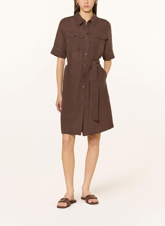 Part Two Shirt dress RAILIPW with linen DARK BROWN