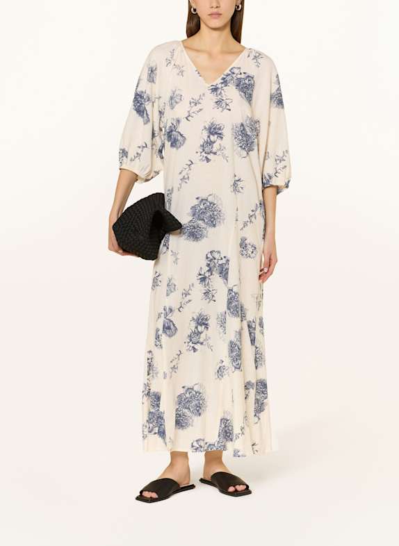 Part Two RUTHYSPW dress with linen and 3/4 sleeves ECRU/ DARK BLUE