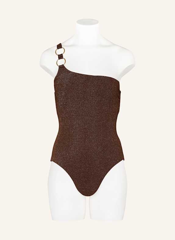 JETS Australia One-shoulder badpak TIRARI met glittergaren MARRON FONCÉ