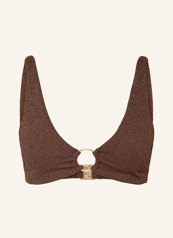 JETS Australia Bralette horní díl bikin TIRARI s třpytivou přízí TMAVĚ HNĚDÁ