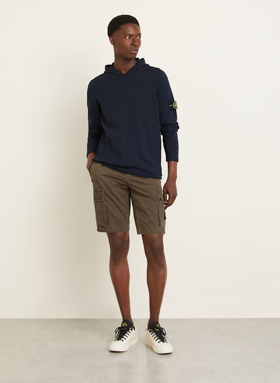 STONE ISLAND Bluza z kapturem z dzianiny GRANATOWY