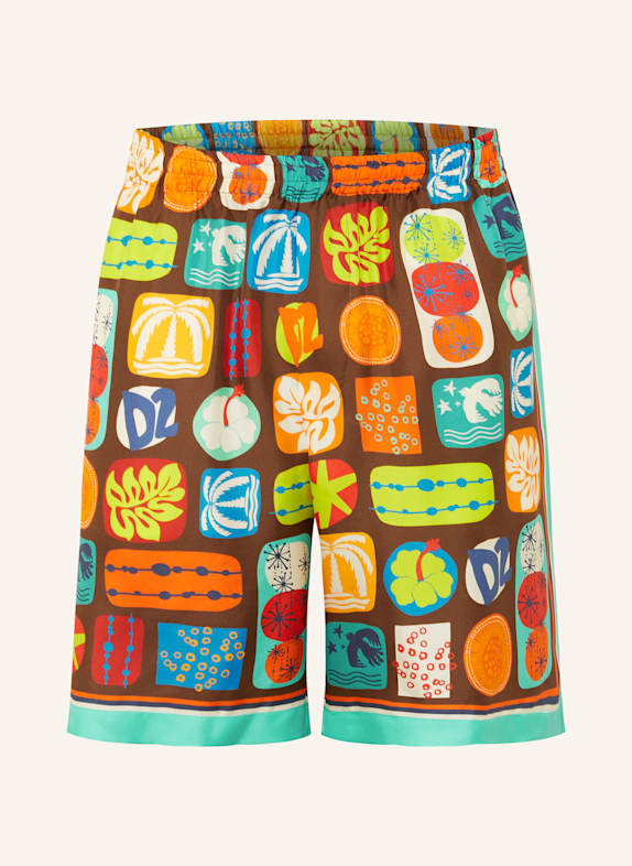 DSQUARED2 Seidenshorts BRAUN/ BLAU/ ROT