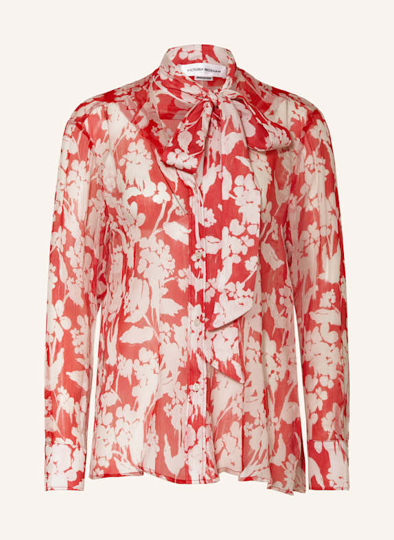 VICTORIA BECKHAM Seidenbluse mit Schluppe HELLROT/ ECRU