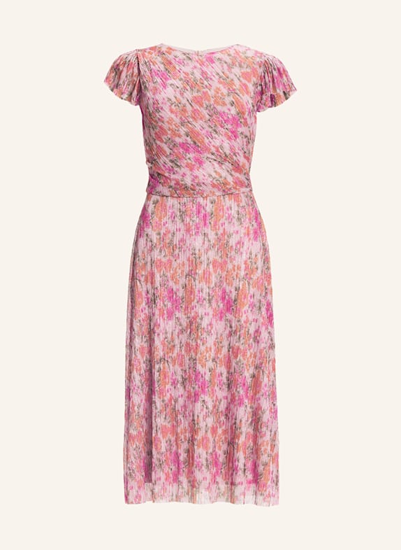 SWING Cocktailkleid mit Glitzergarn und Plissees PINK/ ORANGE/ DUNKELGRÜN