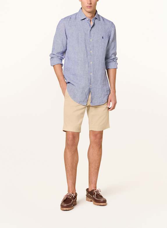 POLO RALPH LAUREN Linnen hemd Custom Fit DONKERBLAUW / WIT