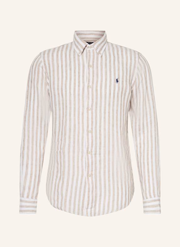 POLO RALPH LAUREN Leinenhemd Custom Fit BEIGE/ WEISS