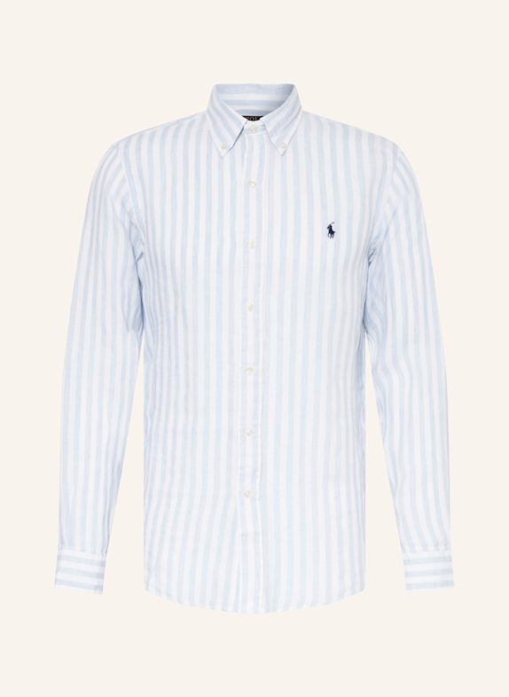 POLO RALPH LAUREN Leinenhemd Custom Fit WEISS/ HELLBLAU