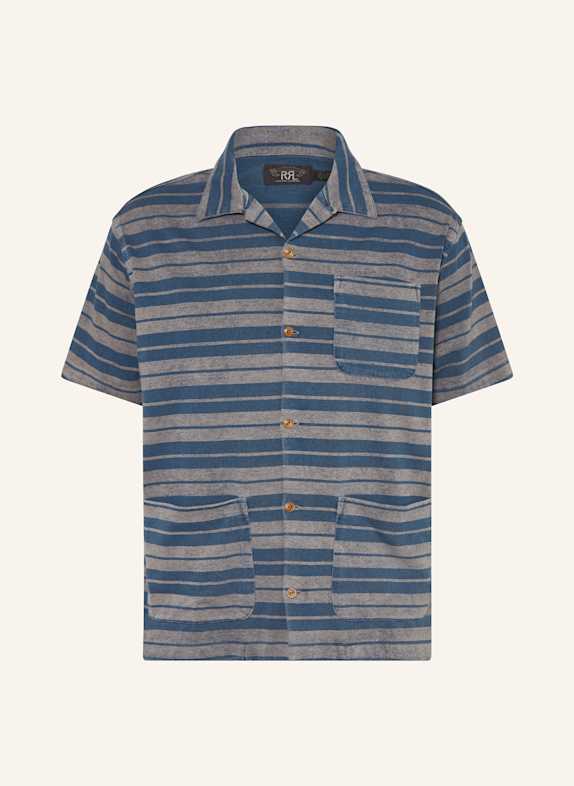 RRL Kurzarm-Hemd Comfort Fit aus Jersey DUNKELBLAU/ HELLBRAUN