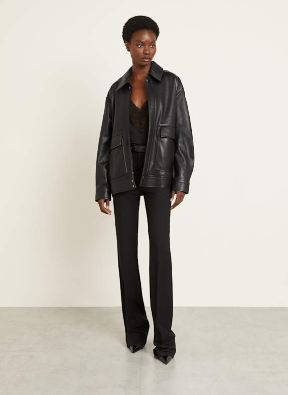 NOUR HAMMOUR Lederjacke DREY SCHWARZ