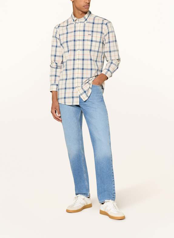 Barbour Overhemd RAWLEY Tailored Fit ECRU / DONKERBLAUW / DONKERORANJE