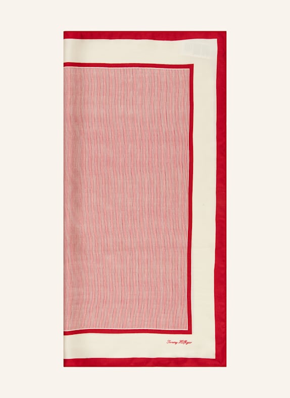 TOMMY HILFIGER Silk scarf DARK RED/ ECRU
