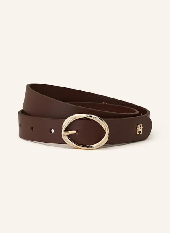 TOMMY HILFIGER Pasek skórzany BRĄZOWY